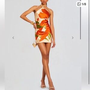 Retrofete Orange Floral Mini Dress